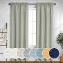 Mrs.Naturall Sage Green Curtains 90 Inches Long for Bedroom 2 Panels Set Rod Pocket Light Filtering Semi Sheer Linen Curtains for Living Room Bay Window Boho Farmhouse Decor 52x90 Length