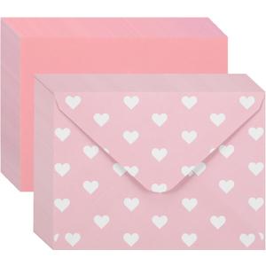 Zhanmai 50 Pcs Valentine's Day Invitation Envelopes with 50 Gift Card Heart Greeting Present Letters Holders for Valentine's Day Wedding Anniversary(Pink)