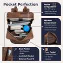 Leather Backpack for Men 15.6" Laptop Backpack 100% Madagascar top-Grain Leather Backpack Brown Medium Size