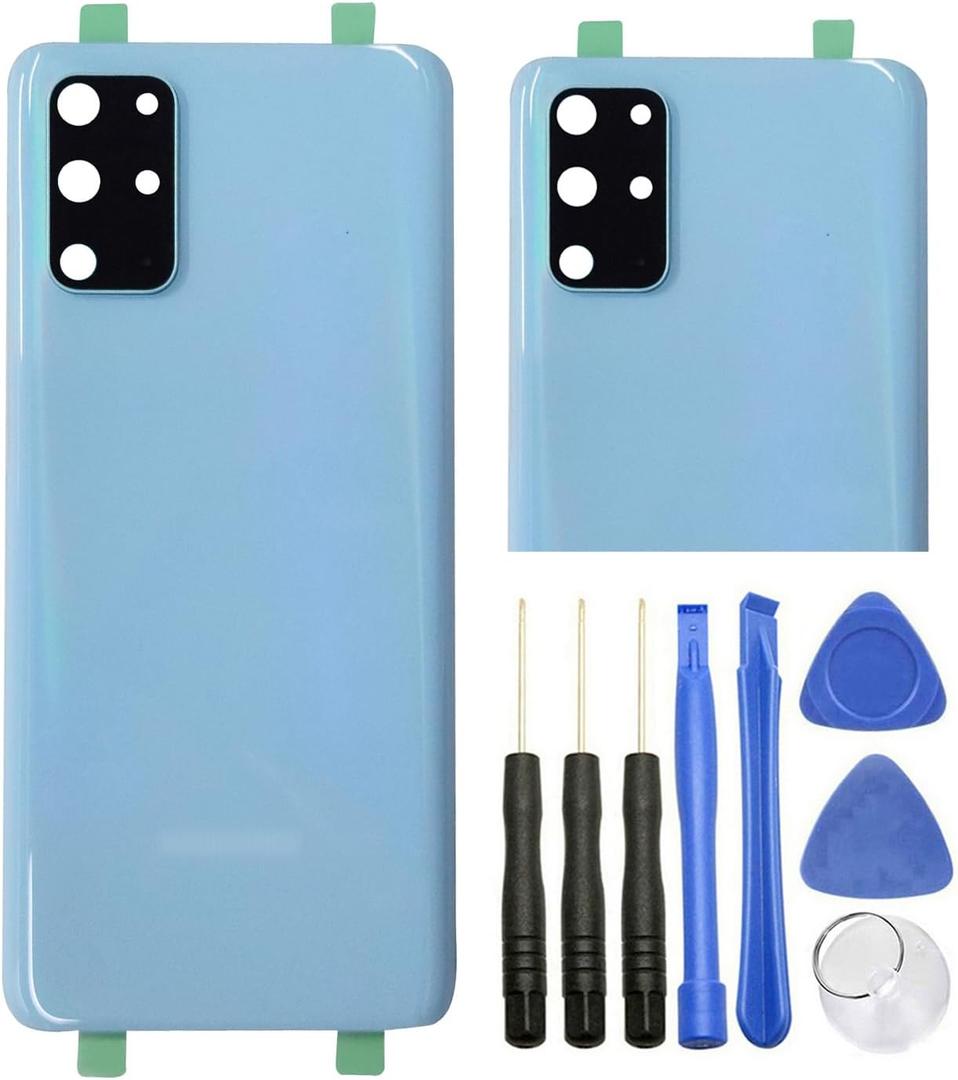 Ubrokeifixit Galaxy S20+,S20 Plus Rear Back Glass Cover Replacement for Samsung Galaxy S20+ G985 6.7",S20+ 5G G986,Pre-Cut Tape(NOT for S20 6.2",NOT for S20 Ultra 6.9") (Blue+Camera Lens)