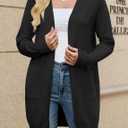 Cardigan Sweaters for Women Lightweight Long Open Front Casual Knit with Pockets Loose Fit Fall Winter Outfits 2025 (Black)