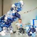 Blue White Silver Balloon Arch Kit, Navy Blue Silver White Balloon Garland with Metallic Dark Blue Light Blue Silver Balloons for Boys Men Birthday Baby Shower Graduation Wedding Party Decorations