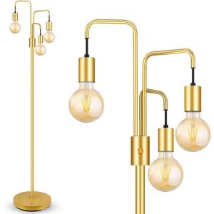 BoostArea Industrial Floor Lamp for Living Room,Gold Modern Standing Lamp Stand Up Lamp with 3 Light, Bulbs Not Included,Simple Design Floor Lamp for Bedroom, Living Room, Office, Kids Room, Reading