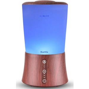 BlueHills Large 2000 ML XL Essential Oil Diffuser Aroma Humidifier 2 Liter Capacity for Big Living Room Home Baby Long Run XL Huge Coverage Area High Mist Timer Large Diffuser Dark Wood Grain 2L S3 (2000ml-s3)