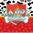 72x43inch Red Dog Paw Birthday Backdrop for Boy Girls Party Decorations Photography Background Photo Banner Booth Props