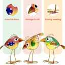 LEGIFO Garden Decor for Outside,Funny Metal & Glass Bird Decor for Indoor & Outdoor Set of 3,Yard Art Decor,Garden Art Statues Decorations,Colorful and Patriotic