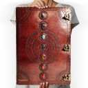 TUZECH Chakra Journal Handmade Huge Leather Bound Journal for Women and Men Book of Shadows Diary College Book Poetry Sketch Spell Book - 1.8 FEET - Giant Leather Diary (22 Inches) 240 Pages