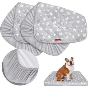 Moonsea Dog Bed Covers Replacement Washable 2 Pack, Waterproof Dog Bed Covers Dog Pillow Cover Quilted, Pet Bed Cover Lovely Grey Star Print, Puppy Bed Cover 22x35 Inches, for Dog/Cat, Cover Only