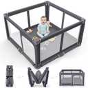 Foldable Baby Playpen - 50"x50" Safety Play Yard for Babies & Toddlers - Indoor & Outdoor Use with Carry Bag - Collapsible, Portable Play Yard, Dark Gray
