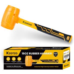 16oz Rubber Mallet Hammer, Fiberglass Handle, Rubber Mallet for Flooring, Tent Stakes, Woodworking, Camping, Soft Blow Tasks without Damage 2025 upgraded seamless rubber hammeryellow (16OZ)
