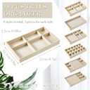 Junkin 18 Pcs Velvet Jewelry Tray, Stackable Jewelry Organizer Trays for Drawer, Jewellery Box Divided Display Tray, Jewelry Inserts for Drawer for Rings Earring Bangle Necklaces(Beige)