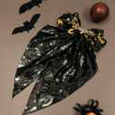 2 x Halloween Black Hair Bow Clips Halloween Pumpkin Hair Accessories Long Tail Bows Big Hair Clips Gold Witch Pumpkin Design Hair Barrettes Fall Hallowee Hairstyle Decorations for Women Girls, 1Pcs