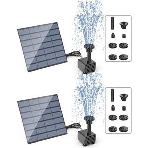 AISITIN Solar Water Pump for Water Feature Outdoor, DIY Solar Fountain Kit with 6 Nozzles and 9.8ft Power Cord, Solar Powered Water Fountain Pump for Bird Bath, Ponds, Garden, Fish Tank, 2 Packs