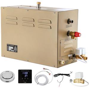 CGOLDENWALL 9KW Commercial Self-Draining Steam Generator Shower System Home Steam Bath Spa Generator 30 min to 12 Hours with Auto Drain 95-131 for Suitable Space Heating 9 m/318 Cubic feet (9KW)