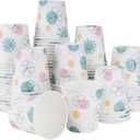 Lamosi 3 oz Bathroom Paper Cups 300 Pack, Floral Disposable Small Mouthwash Drinking Cup for Water, Coffee, Sample, Tasting and Dessert