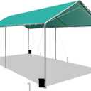 Heavy Duty 10 X 20 Ft Easy to Assemble Metal Car Canopy Shelter with Reinforced Steel Cables, Outdoor Portable Garage for Car, Boat Tent, Green