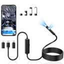 Endoscope Camera with Light, Dual-Lens 1920P HD Borescope with 8 Adjustable LED Lights, IP67 Waterproof Boroscope Inspection Tools, 9.8ft Semi-Rigid Snake Camera for iOS & Android