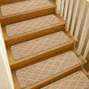 9.5"x36" Stair Treads for Wooden Steps Indoor, 15 Pcs Non Slip Peel and Stick Carpet Stair Treads, Washable & Reusable Self Adhesive Stair Runner Rug for Kids Elders Pets - Beige