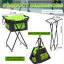 RoundFunny Dinkball Caddy Foldable Tennis Ball Basket Hopper with Wheels Portable Cart Holds 140 Dinkball or 175 Tennis Ball Basket Hopper Holders for Training Teaching