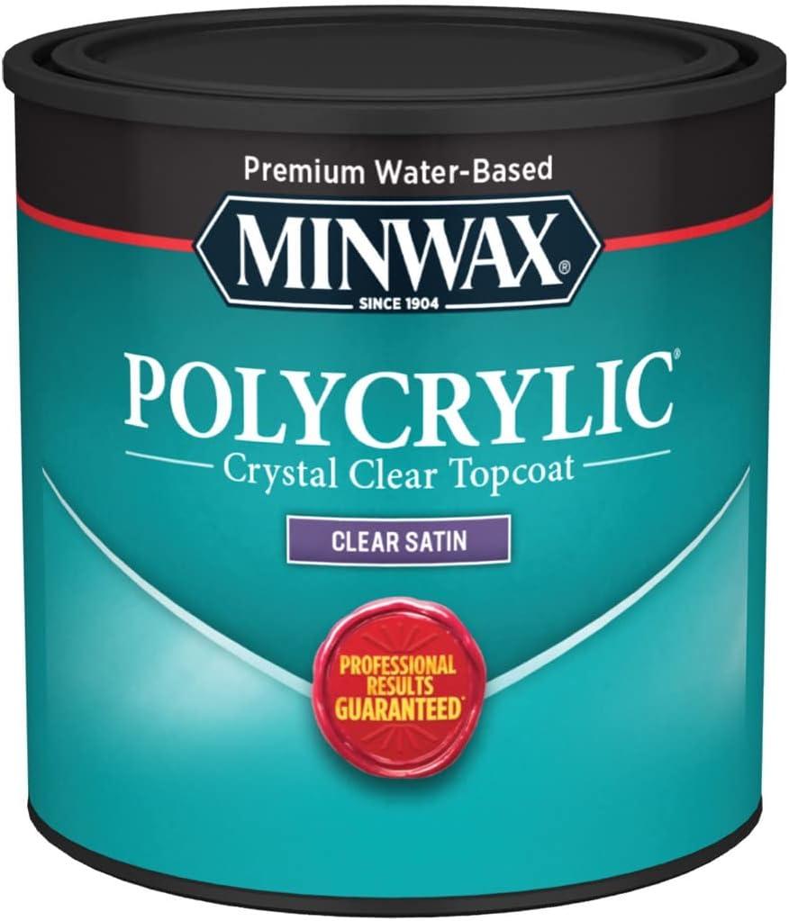 Minwax 233334444 Polycrylic Protective Wood Finish, Clear Satin,  Pint (8 Fl Oz (Pack of 1))