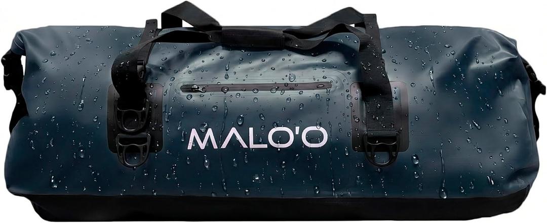 Maloo Waterproof Dry Duffel, Heavy-Duty Roll Top Waterproof Gear Bag with Shoulder Strap & Molle Loops, Marine Duffel for Kayaking, Boating, Camping, Beach & Travel, Black, 100L