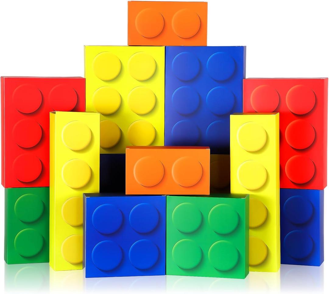 Zhanmai 7 Pcs Paper Building Blocks Boxes in 4 Size Mystery Party Stacking Props Brick Treat Gift Case for Birthday Game Favors Decorations Boys Girls