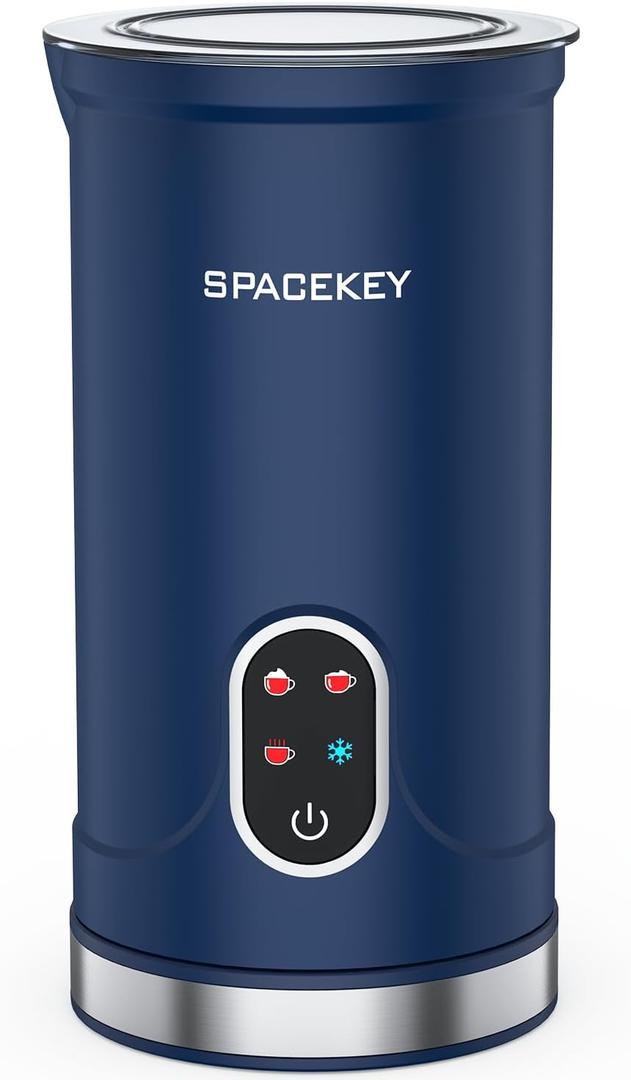 Spacekey Milk Frother, 4-in-1 Electric Frother for Coffee, 10.1oz/300ml Automatic Warm and Cold Foam Maker with Mute Mode, Temperature Control Milk Steamer for Latte, Easy to Clean