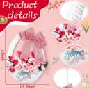 Lineshading Spring Tulip Basket Wreath for Front Door Happy Spring Basket Wreath Pink Tulip Artificial Floral Hanging Baskets Flower for Easter Holiday Party Farmhouse Window Porch Door Decor