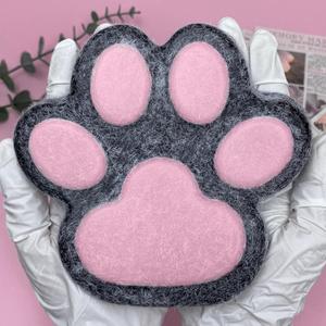 Cat Paw Squishy Big Fufu Squishies Giant Cat Paw Toy 5.5 Inch Large Paw Print Squishy Squeeze Toys Tangcii Pinch Family Silicone Stress Relief Cute Soft Sticky Toy for Adults Kids (Black+pink)