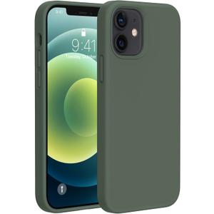 Miracase Compatible with iPhone 12 Case and iPhone 12 Pro Case, Liquid Silicone Gel Rubber Full Body Protection Shockproof Drop Protection Phone Case for iPhone 12/12 Pro 6.1 inch, Dark Green