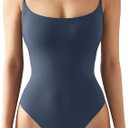 SUUKSESS Women Sexy Square Neck Thong Bodysuit Backless Cami Bodysuit Top Small