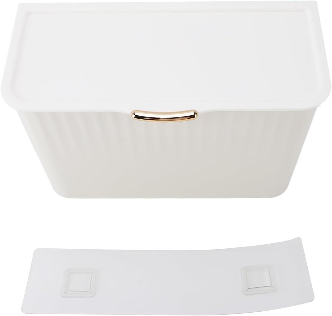 Wall Mounted Laundry Basket, 4L Multifunction Wall Hanging Laundry Storage Container Organizer with Lid for Bedroom, Bathroom (White)