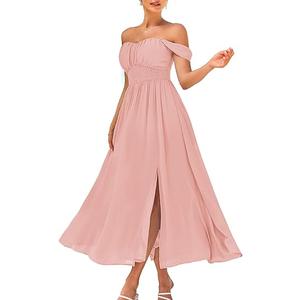 GRACE KARIN 2025 Women's Summer Floral Print Flowy A Line Maxi Dresses Sleeveless Smocked Off Shoulder Dress, Size 2XL