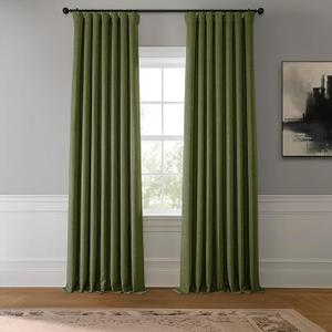 HPD Half Price Drapes - Faux Linen Curtains for Living Room (1 Panel) - 50W X 120L - Textured Room Darkening Curtains for Bedroom 120 Inches Long - Drapes for Home Decor, Dutch Cocoa