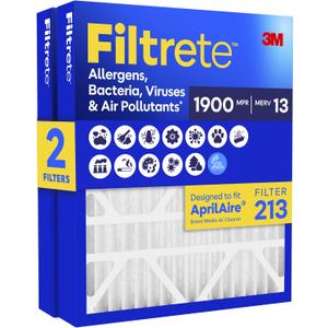 Filtrete 213 Air Filter, MERV 13, MPR 1900, 2 HVAC Filters | AprilAire 213 Replacement Filters, Allergens, Bacteria, Viruses & Air Pollutants, 12-Month AC/Furnace Filters