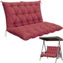 Porch Swing Cushion with Backrest,Waterproof Bench Cushion for Outdoor Furniture,2-3 Seater Replacement Thickened 5 in swing cushion,with Ties,Patio,Outdoor,Backyard and Garden (Fuchsiared,47x40 in)