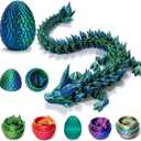 12" 3D Printed Dragon with Egg, 3D Printed Dragon Eggs with Dragon Inside, Office Desk Decor & Collectible, Fidget Stress Relief, Fidget Toy, Easter Eggs & Basket Stuffers (Laser Green)