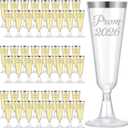 Jingmore 48 Pack Prom 2026 Plastic Graduation Champagne Flutes 5 oz Disposable Graduation Cocktail Cups Transparent Mimosa Glasses Party Favors Drinkware for Graduate Party(Prom 2026,Silver)