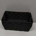 homyfort Woven Black Storage Baskets Shelf Tote Boxes Container, Durable Storage Organizer Bins with Built-in Handles for Bedroom, Office, Closet, Kids Room, Nursery, 3-Pack,11.4x 6.5x 4.5 (Small)