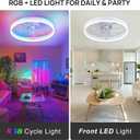 20" Low Profile Ceiling Fans with Lights and Remote,White Fandelier | Dimmable 3CCT LED+DIY RGB, Quiet Reversible DC Motor, Flush Mount, Memory/Timer/6 Speeds, Smart LED Ceiling Fan for Bedroom
