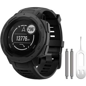 NotoCity for Garmin Instinct Band, Soft Silicone Replacement Watch Strap Compatible with Garmin Instinct 2/ Solar/Tactical(Black)