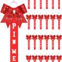 Landical Cheer Pin Me Ribbon Cheerleader Ribbon Keychain with Rhinestones Bow for Cheerleader Bag Backpack (Red)