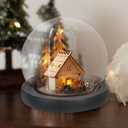 PATIKIL 4.9" Clear Cloche Glass Dome, Glass Bell Jar Globe Display Case Tabletop Centerpiece with Black Wooden Base for Succulents Christmas Decor