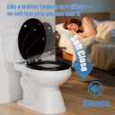 Round Black Slow Close Toilet Seat, Heavy Duty Wood Toilet Seat with Baked Enamel Finish, Support 400 bls, Toilet Lid with Soft Close Zinc Alloy Hinges, Grip-Tight Bumpers, Easy Clean, Quick-Assembly