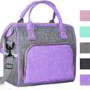 IDEATECH Insulated Lunch Bag Women, Stylish Adult Lunch Box for Working Mom, Leakproof Large Cooler Tote with Adjustable Strap & Pockets for Office Picnic Travel (Purple)