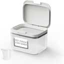 LivLab Mker Pet Food Storage Container 5 lbs Airtight Dog/Cat Food Container with Measuring Cup, BPA Free, Rice & Flour Storage Container for Dog Treats and Cat Food (3 lbs), White