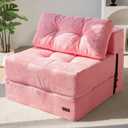 MAXYOYO Folding Sofa Bed, Convertible Sofa Bed with High-Density Support Foam, Portable 4 in 1 Fold Out Chair to Floor Lounger, Versatile Floor Couch for Living Room Bedroom, Pink (Large)