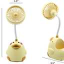 6 x Cute Yellow Duck Desk Fan with Pen Holder Animal Fan, Duck Decor for Office, Funny Accessories, Small USB Fan, Unique Teacher Gift, Coworker Gift, Novelty Decor