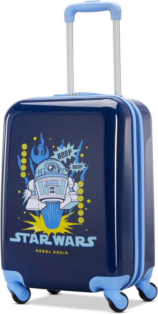 American Tourister Star Wars R2-D2 Carry-On Luggage - Airline Approved, Durable Hardshell with Favorite Rebel Droid - Roll Confidentially with Spinner Wheels & Colorful Adjustable Handle, Carry-On 18-Inch