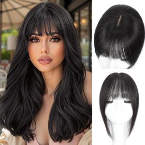 Hair Toppers For Women Real Human Hair,12inch Wispy Clip In Bangs Toppers Hair Pieces For Women With Thinning Crown, 3603D Cover Realistic Scalp Line Hairpieces (Natural Color)
